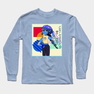 Yuri Marzipan the Oni - Cool Gal (blue scheme w/ streaks) Long Sleeve T-Shirt